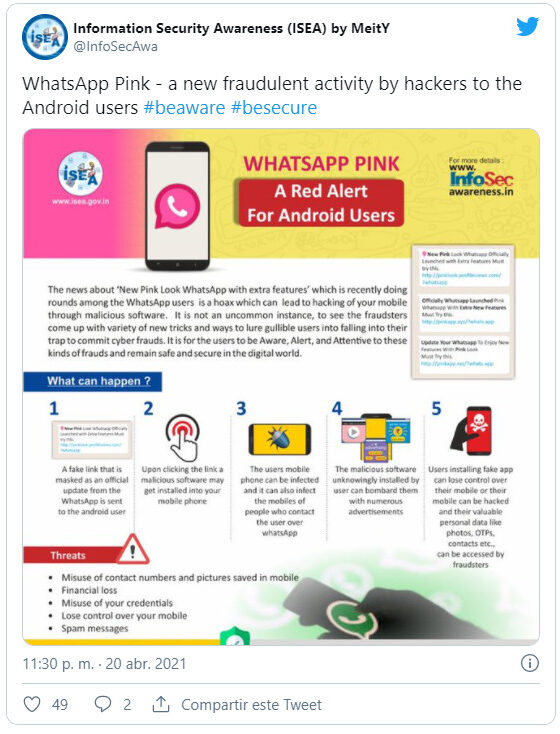 Se lanza alerta sobre Whatsapp Pink, nueva App maliciosa para tu teléfono: ¿Cómo protegerse de ella y cómo funciona?