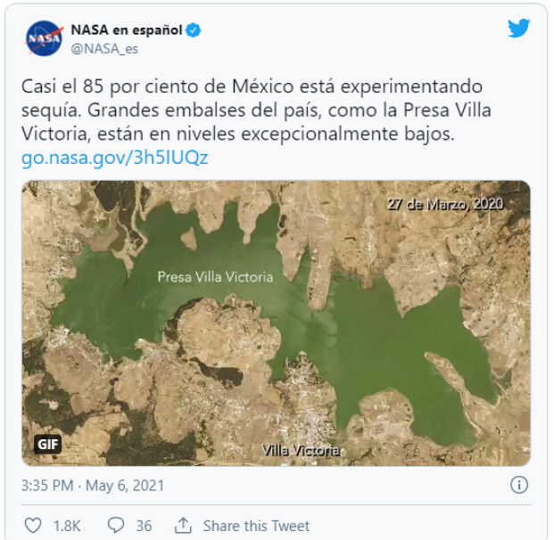 La NASA lanza alerta sobre la fuerte sequía que se avecina en México.