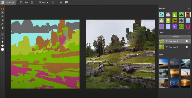 Canvas de NVIDIA: Convierte tus dibujos en paisajes, gracias a la inteligencia artificial.