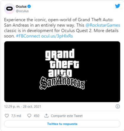 El icónico GTA San Andreas, recibirá una versión para VR.