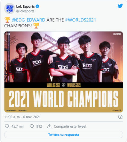 China está de fiesta: Equipo chino gana el mundial de League Of Legends 2021.