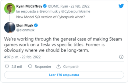 Steam llega a los automóviles Tesla. Así lo afirmó Elon Musk.